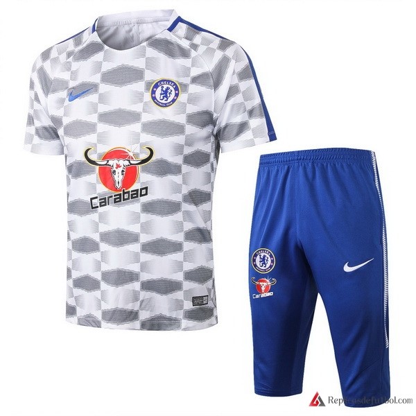 Camiseta Entrenamiento Chelsea Conjunto Completo 2017-2018 Blanco Gris